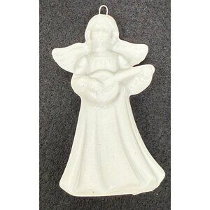 Midwest Japan Ceramic Angel Ornament Instrument Guitar Banjo White Christmas VTG